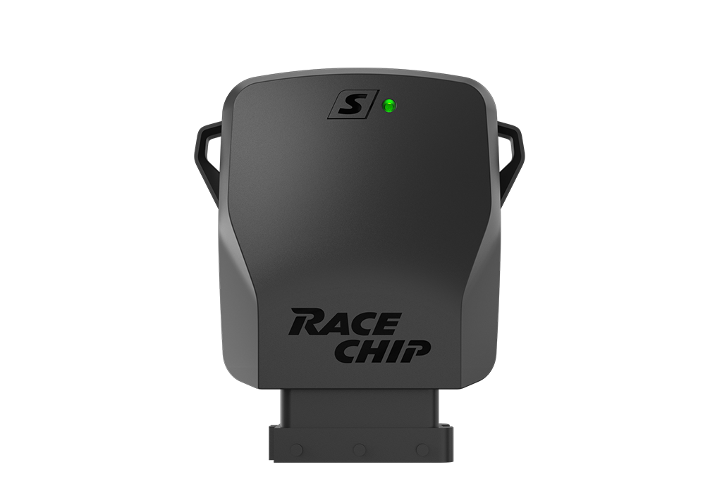 RaceChip S control unit with green operating light, clean housing design and RaceChip logo.